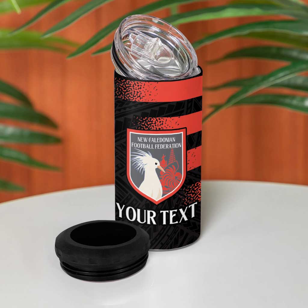 Custom New Caledonia Football 4 in 1 Can Cooler Tumbler Allez Les Cagous Polynesian Pattern