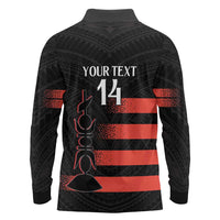 Custom New Caledonia Football Long Sleeve Polo Shirt Allez Les Cagous Polynesian Pattern