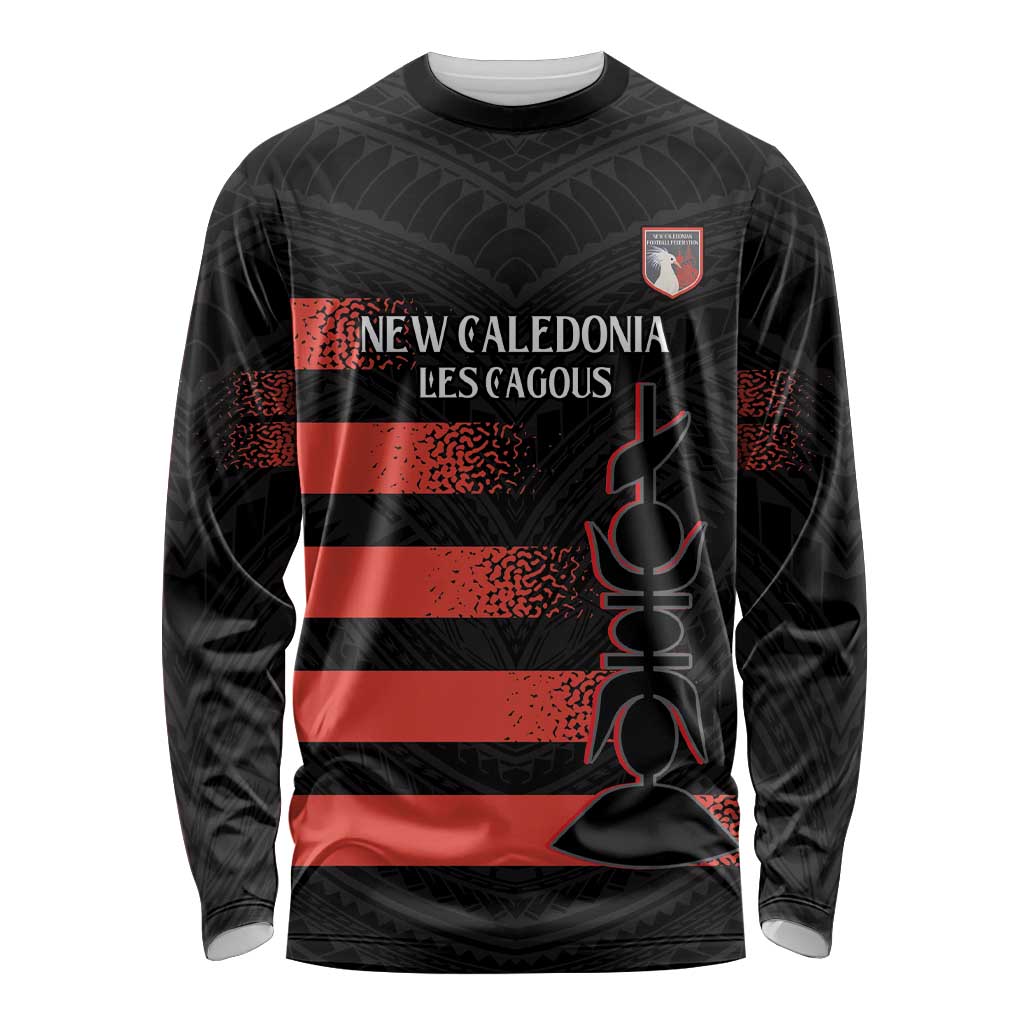 Custom New Caledonia Football Long Sleeve Shirt Allez Les Cagous Polynesian Pattern