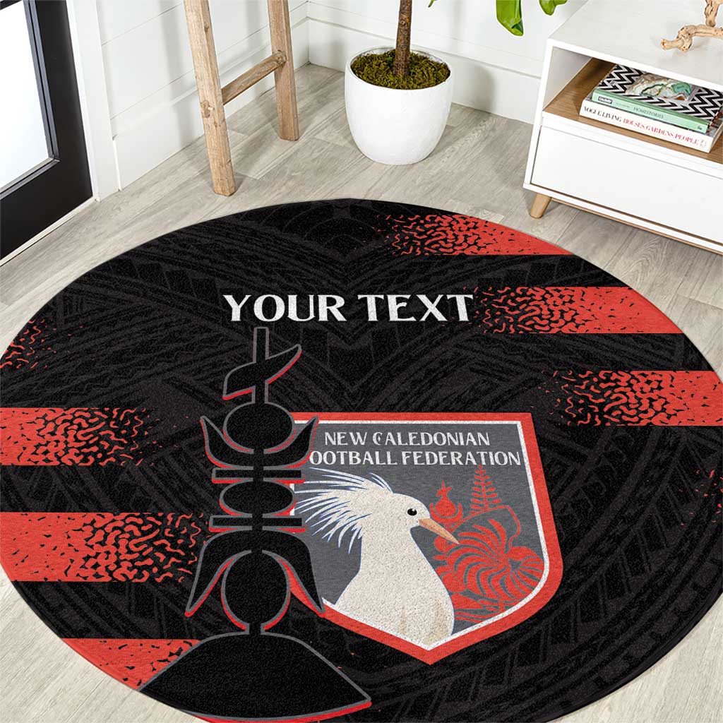 Custom New Caledonia Football Round Carpet Allez Les Cagous Polynesian Pattern