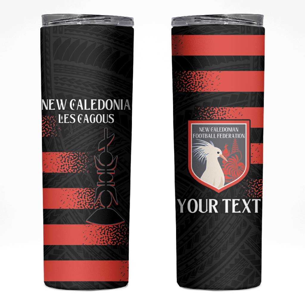 Custom New Caledonia Football Skinny Tumbler Allez Les Cagous Polynesian Pattern