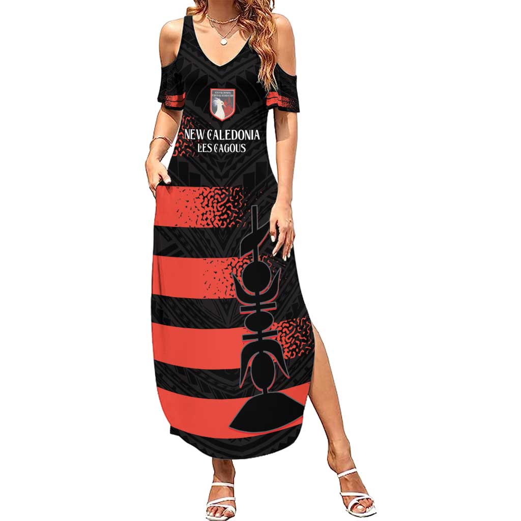 Custom New Caledonia Football Summer Maxi Dress Allez Les Cagous Polynesian Pattern