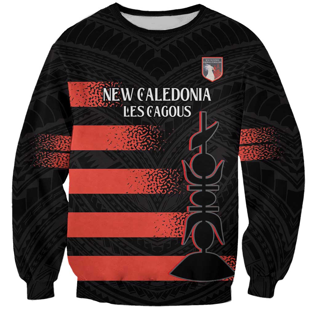 Custom New Caledonia Football Sweatshirt Allez Les Cagous Polynesian Pattern