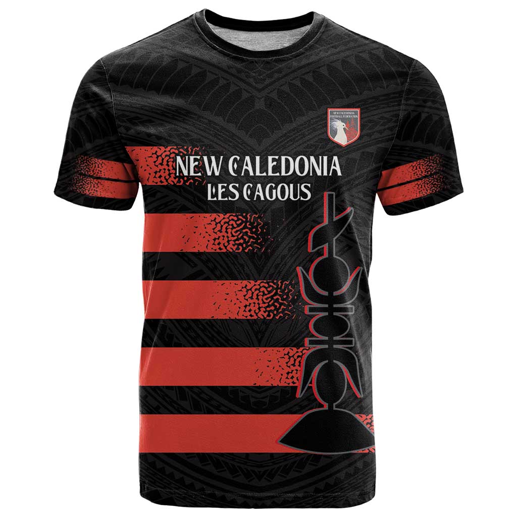 Custom New Caledonia Football T Shirt Allez Les Cagous Polynesian Pattern