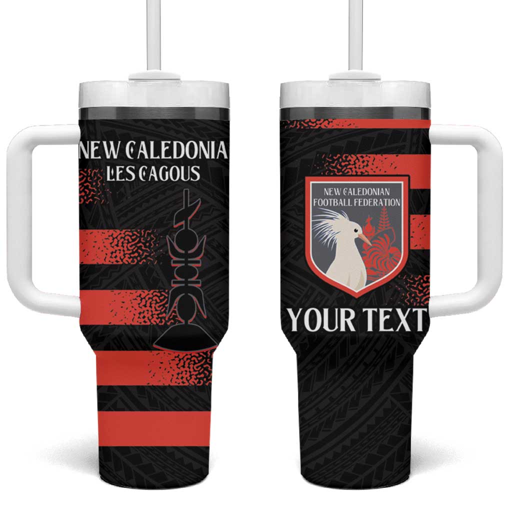 Custom New Caledonia Football Tumbler With Handle Allez Les Cagous Polynesian Pattern