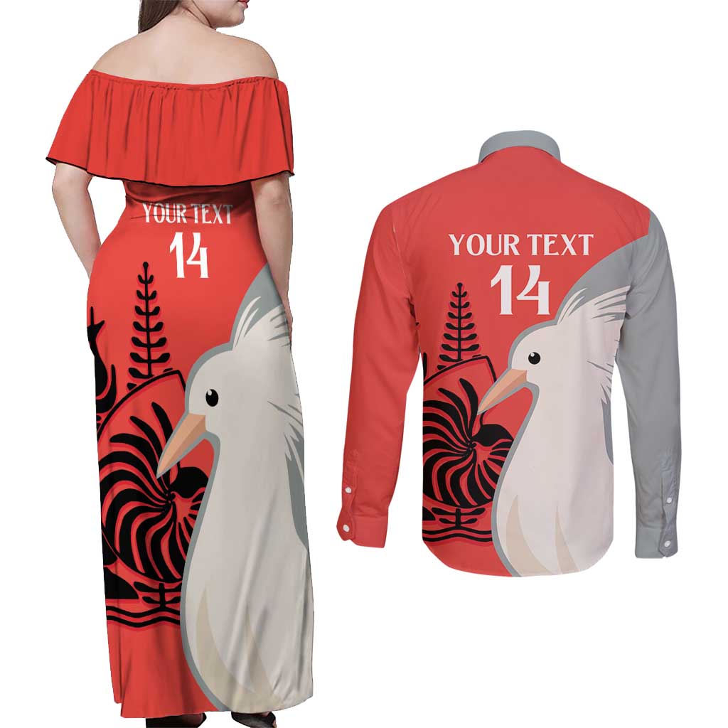 Custom Nouvelle-Caledonie Football Couples Matching Off Shoulder Maxi Dress and Long Sleeve Button Shirt Allez Les Cagous Simple Style