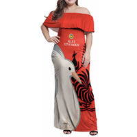 Custom Nouvelle-Caledonie Football Family Matching Off Shoulder Maxi Dress and Hawaiian Shirt Allez Les Cagous Simple Style