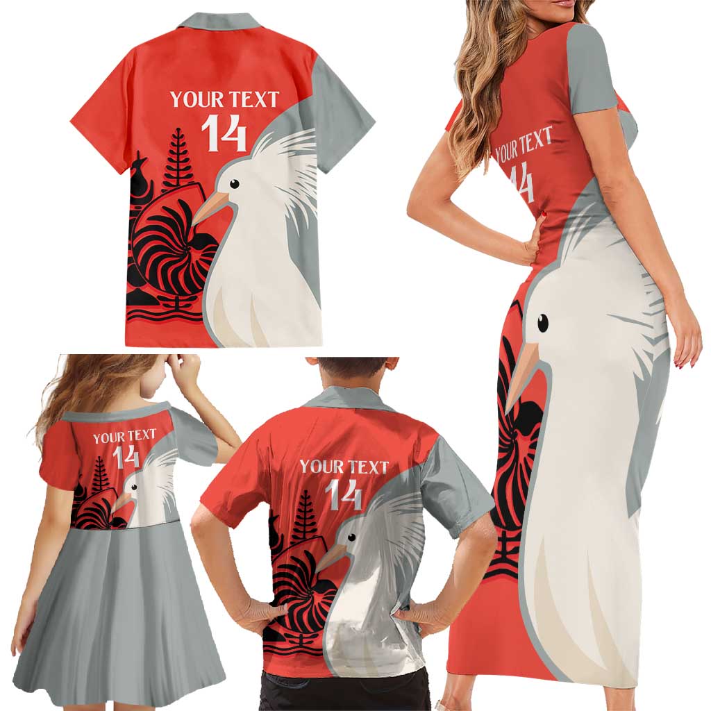 Custom Nouvelle-Caledonie Football Family Matching Short Sleeve Bodycon Dress and Hawaiian Shirt Allez Les Cagous Simple Style
