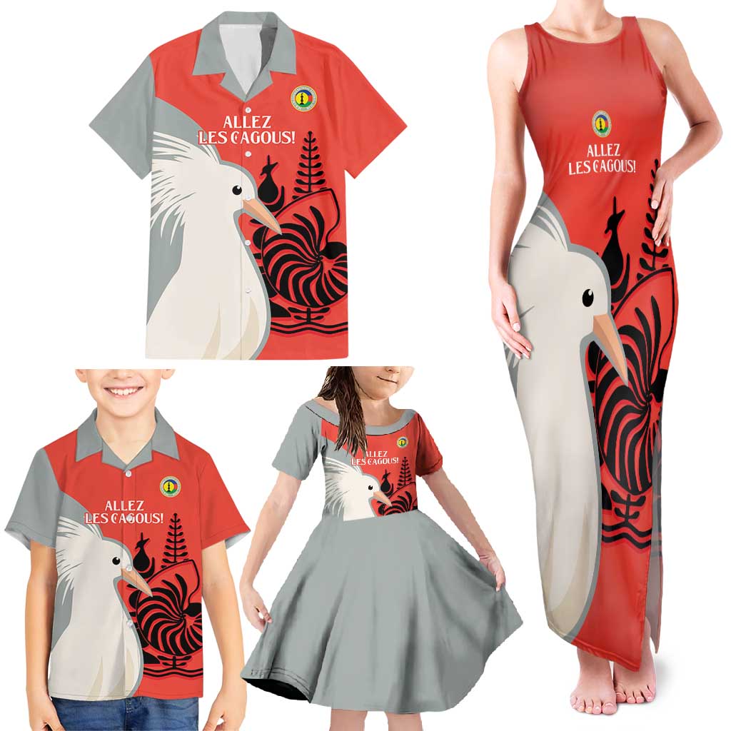Custom Nouvelle-Caledonie Football Family Matching Tank Maxi Dress and Hawaiian Shirt Allez Les Cagous Simple Style