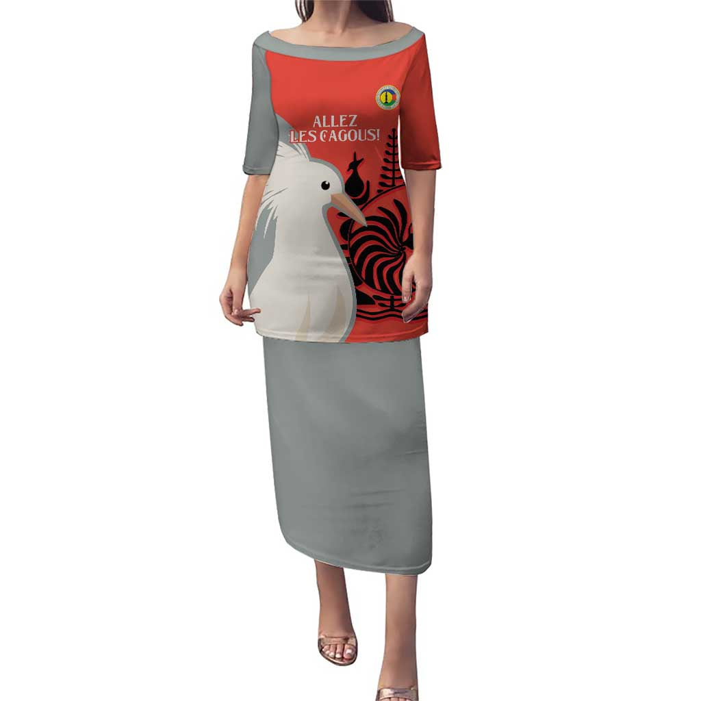 Custom Nouvelle-Caledonie Football Puletasi Allez Les Cagous Simple Style LT14 Long Dress Red - Polynesian Pride