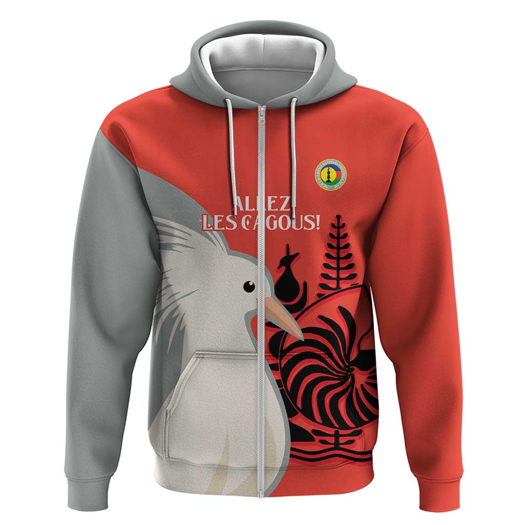 Custom Nouvelle-Caledonie Football Zip Hoodie Allez Les Cagous Simple Style