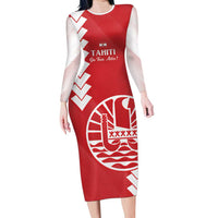 Custom Tahiti Football Long Sleeve Bodycon Dress Go Toa Aito