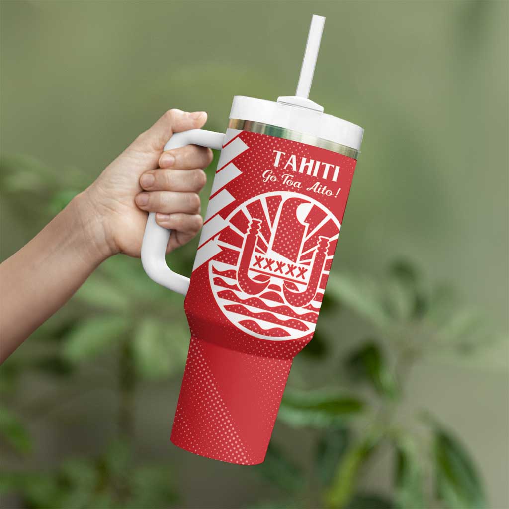 Custom Tahiti Football Tumbler With Handle Go Toa Aito