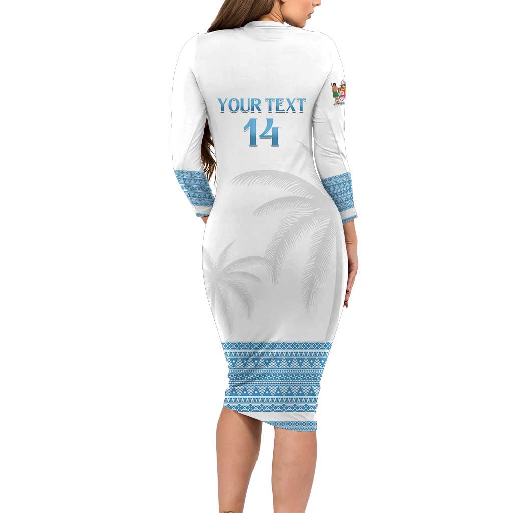 Custom Fiji Tapa Football Family Matching Long Sleeve Bodycon Dress and Hawaiian Shirt Go Bula Boy!