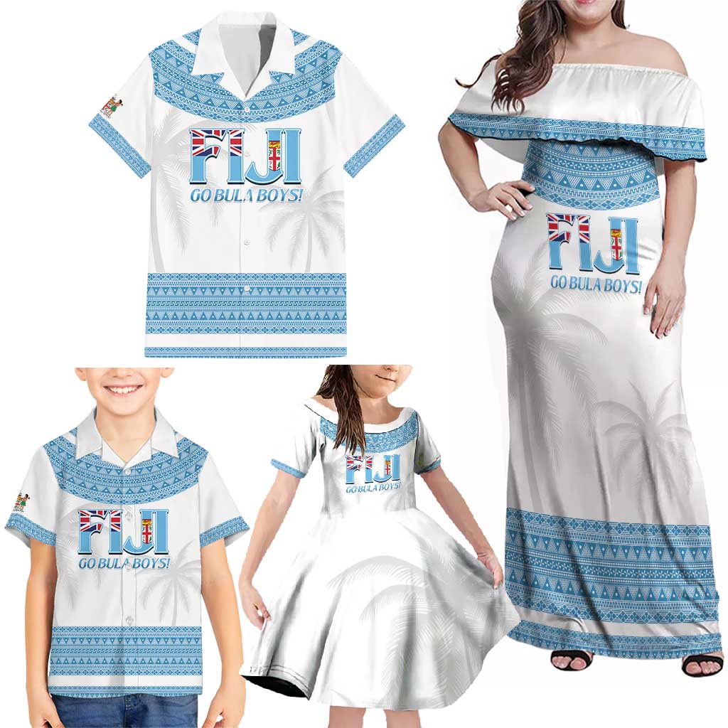 Custom Fiji Tapa Football Family Matching Off Shoulder Maxi Dress and Hawaiian Shirt Go Bula Boy!