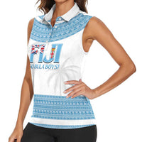 Custom Fiji Tapa Football Women Sleeveless Polo Shirt Go Bula Boy!