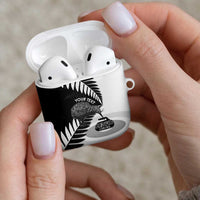 New Zealand Silver Fern Curling Personalised AirPods Case Aotearoa Kiwi Ponga Black White Version LT14 - Polynesian Pride