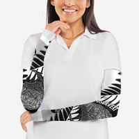 New Zealand Silver Fern Curling Personalised Arm Sleeves Aotearoa Kiwi Ponga Black White Version - Polynesian Pride