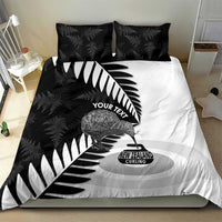 New Zealand Silver Fern Curling Personalised Bedding Set Aotearoa Kiwi Ponga Black White Version LT14 - Polynesian Pride