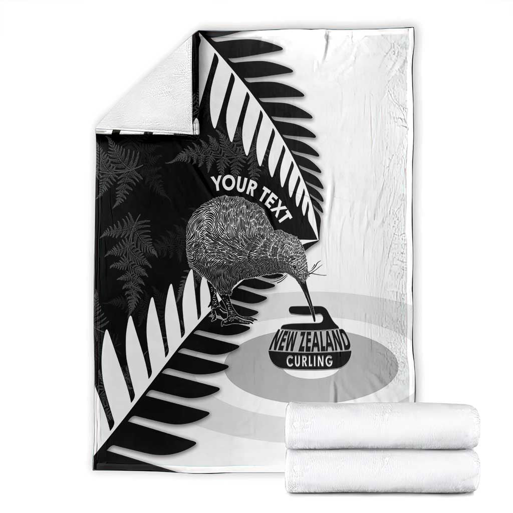 New Zealand Silver Fern Curling Personalised Blanket Aotearoa Kiwi Ponga Black White Version LT14 - Polynesian Pride