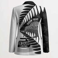 New Zealand Silver Fern Curling Personalised Blazer Aotearoa Kiwi Ponga Black White Version LT14 - Polynesian Pride