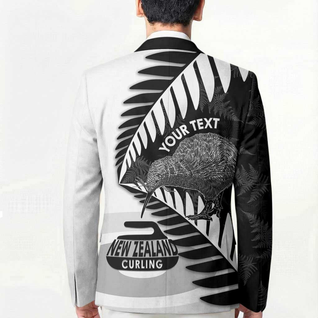 New Zealand Silver Fern Curling Personalised Blazer Aotearoa Kiwi Ponga Black White Version LT14 - Polynesian Pride