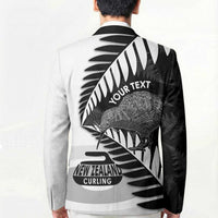 New Zealand Silver Fern Curling Personalised Blazer Aotearoa Kiwi Ponga Black White Version LT14 - Polynesian Pride