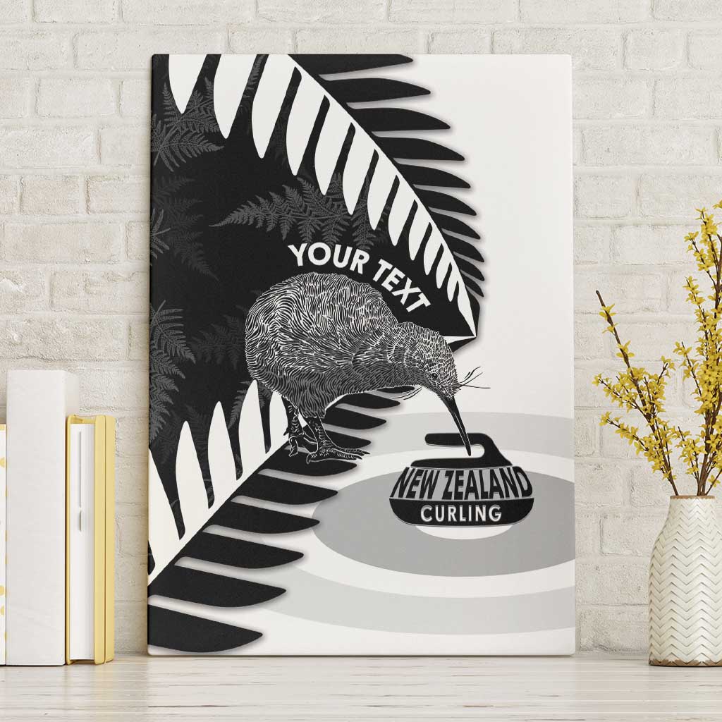 New Zealand Silver Fern Curling Personalised Canvas Wall Art Aotearoa Kiwi Ponga Black White Version LT14 Without Frame Black - Polynesian Pride