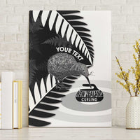 New Zealand Silver Fern Curling Personalised Canvas Wall Art Aotearoa Kiwi Ponga Black White Version LT14 Without Frame Black - Polynesian Pride