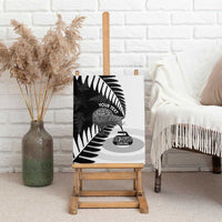 New Zealand Silver Fern Curling Personalised Canvas Wall Art Aotearoa Kiwi Ponga Black White Version LT14 - Polynesian Pride