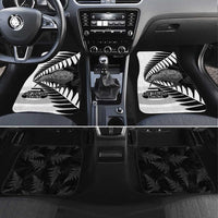 New Zealand Silver Fern Curling Personalised Car Mats Aotearoa Kiwi Ponga Black White Version - Polynesian Pride