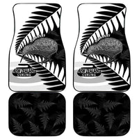 New Zealand Silver Fern Curling Personalised Car Mats Aotearoa Kiwi Ponga Black White Version - Polynesian Pride