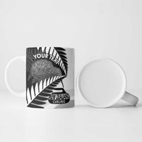 New Zealand Silver Fern Curling Personalised Ceramic Mug Aotearoa Kiwi Ponga Black White Version LT14 - Polynesian Pride