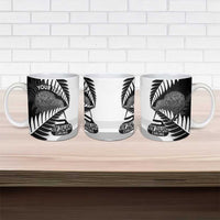 New Zealand Silver Fern Curling Personalised Ceramic Mug Aotearoa Kiwi Ponga Black White Version LT14 - Polynesian Pride