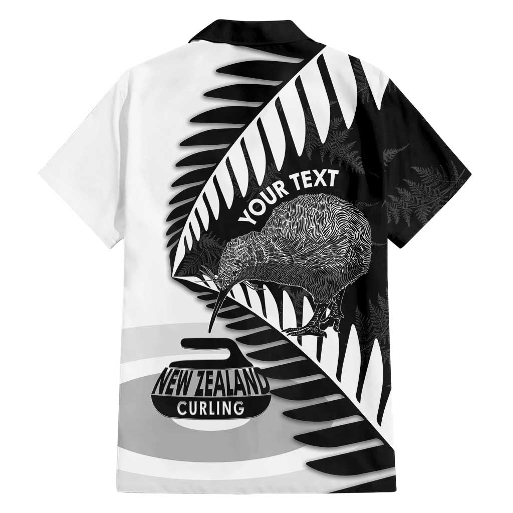 New Zealand Silver Fern Curling Personalised Family Matching Long Sleeve Bodycon Dress and Hawaiian Shirt Aotearoa Kiwi Ponga Black White Version - Polynesian Pride