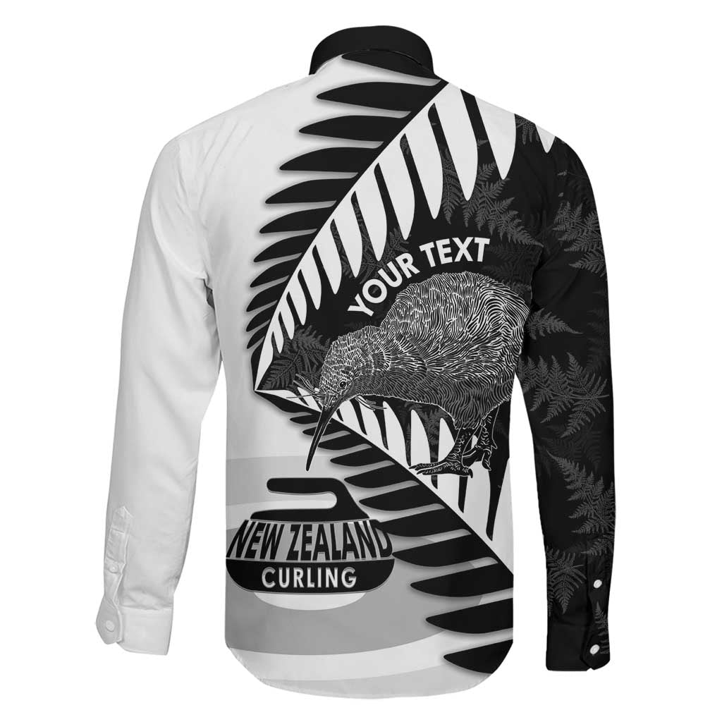 New Zealand Silver Fern Curling Personalised Family Matching Off Shoulder Maxi Dress and Hawaiian Shirt Aotearoa Kiwi Ponga Black White Version - Polynesian Pride