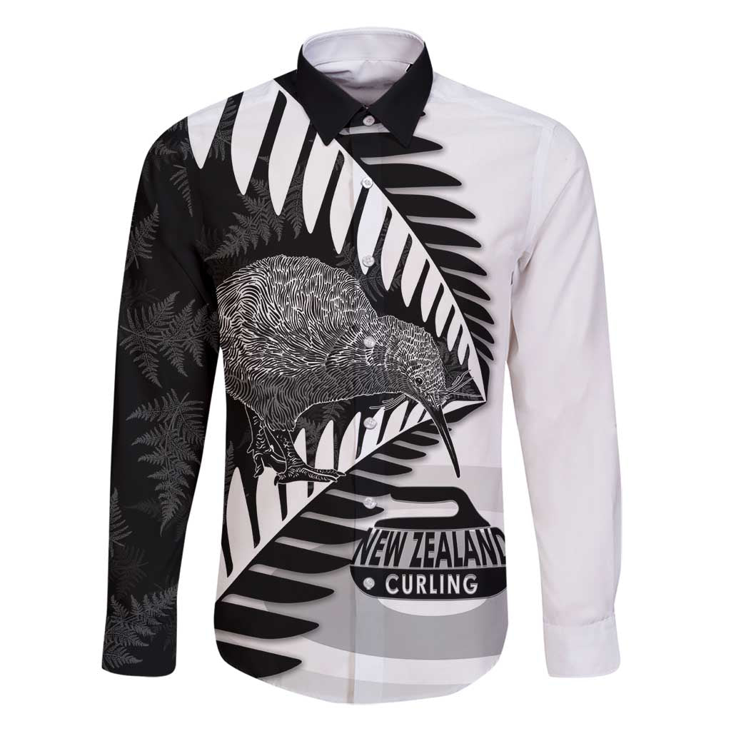 New Zealand Silver Fern Curling Personalised Family Matching Summer Maxi Dress and Hawaiian Shirt Aotearoa Kiwi Ponga Black White Version - Polynesian Pride