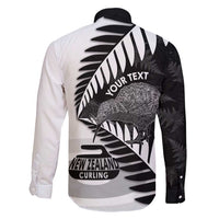 New Zealand Silver Fern Curling Personalised Family Matching Summer Maxi Dress and Hawaiian Shirt Aotearoa Kiwi Ponga Black White Version - Polynesian Pride