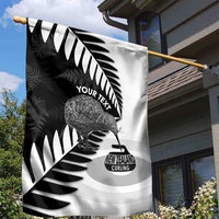 New Zealand Silver Fern Curling Personalised Garden Flag Aotearoa Kiwi Ponga Black White Version LT14 - Polynesian Pride