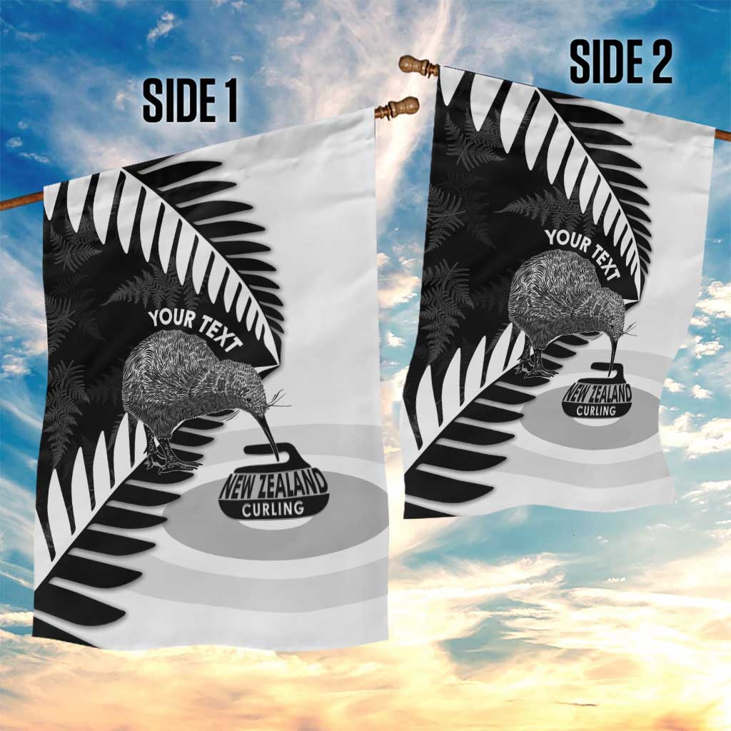 New Zealand Silver Fern Curling Personalised Garden Flag Aotearoa Kiwi Ponga Black White Version LT14 - Polynesian Pride