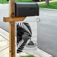 New Zealand Silver Fern Curling Personalised Garden Flag Aotearoa Kiwi Ponga Black White Version LT14 - Polynesian Pride