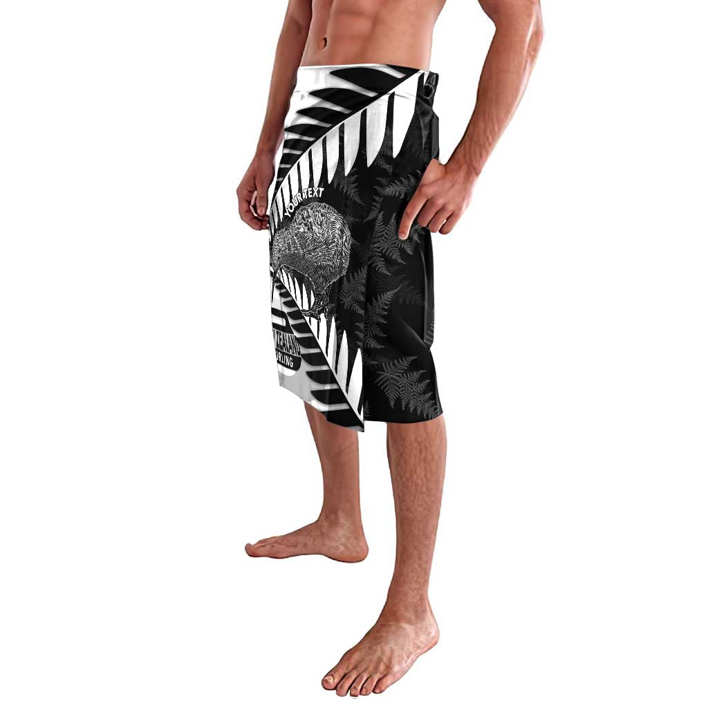 New Zealand Silver Fern Curling Personalised Lavalava Aotearoa Kiwi Ponga Black White Version LT14 - Polynesian Pride