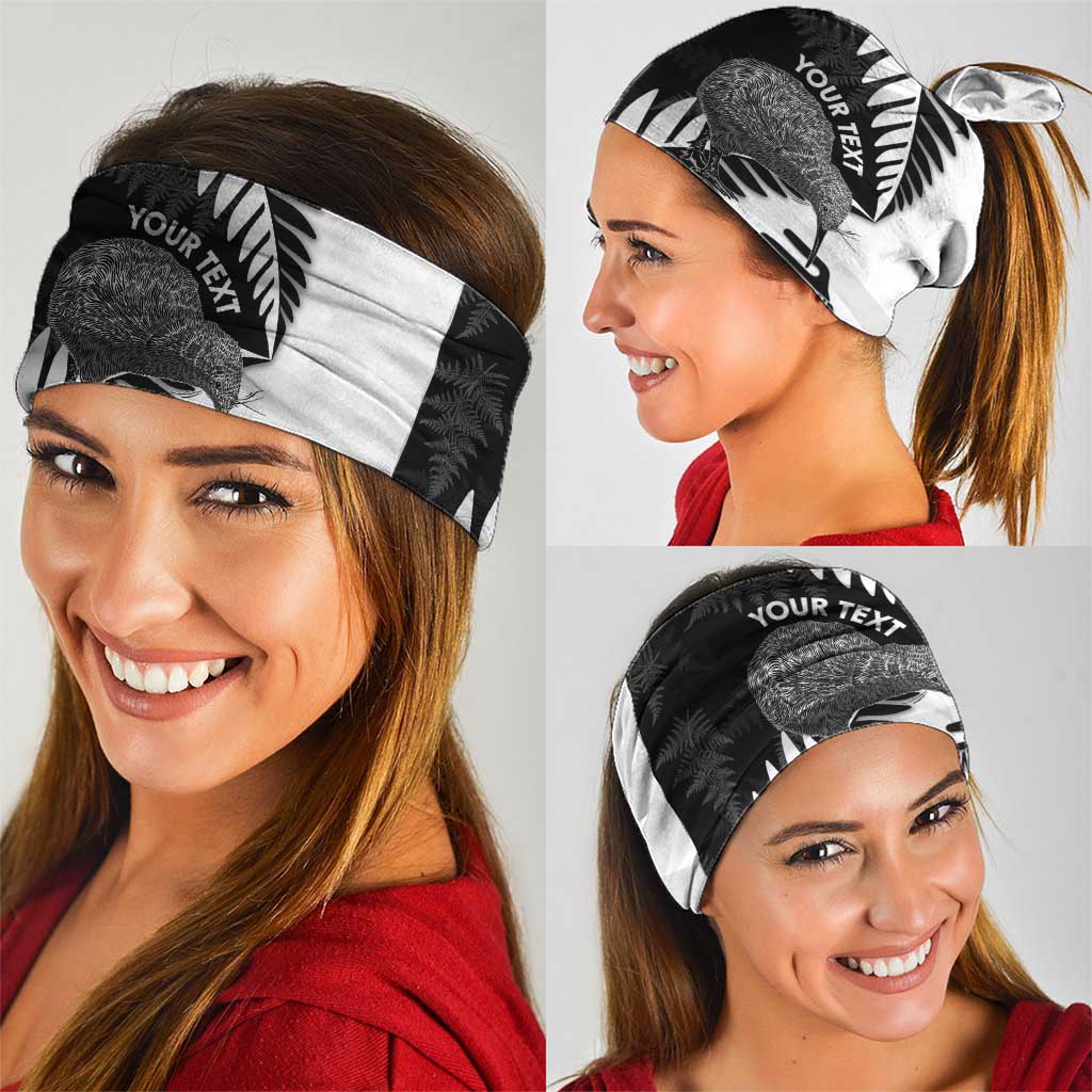 New Zealand Silver Fern Curling Personalised Neck Gaiter Aotearoa Kiwi Ponga Black White Version LT14 - Polynesian Pride