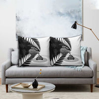 New Zealand Silver Fern Curling Personalised Pillow Cover Aotearoa Kiwi Ponga Black White Version LT14 - Polynesian Pride