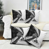 New Zealand Silver Fern Curling Personalised Pillow Cover Aotearoa Kiwi Ponga Black White Version LT14 - Polynesian Pride