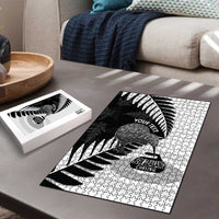New Zealand Silver Fern Curling Personalised Puzzle Aotearoa Kiwi Ponga Black White Version LT14 - Polynesian Pride