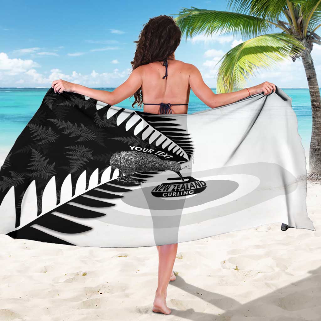 New Zealand Silver Fern Curling Personalised Sarong Aotearoa Kiwi Ponga Black White Version - Polynesian Pride