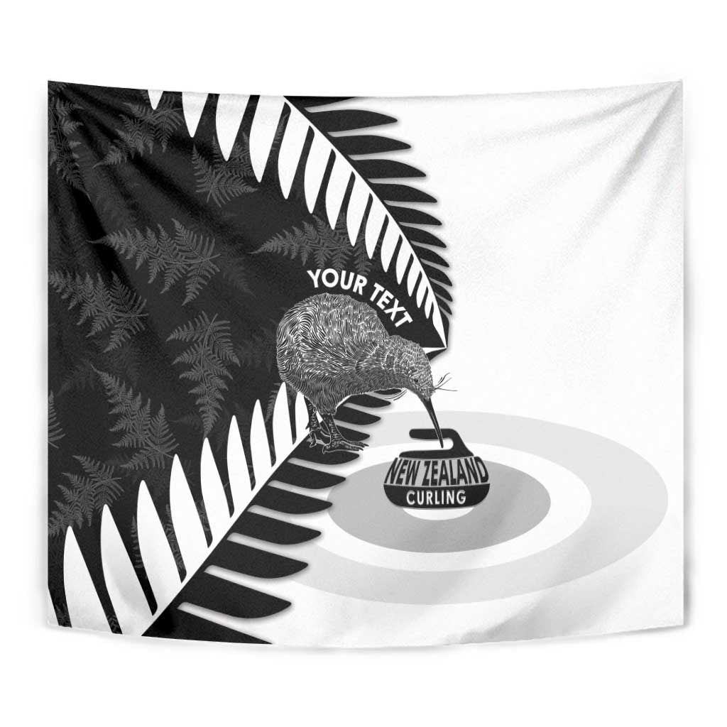 New Zealand Silver Fern Curling Personalised Tapestry Aotearoa Kiwi Ponga Black White Version LT14 - Polynesian Pride