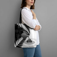 New Zealand Silver Fern Curling Personalised Tote Bag Aotearoa Kiwi Ponga Black White Version LT14 - Polynesian Pride