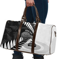 New Zealand Silver Fern Curling Personalised Travel Bag Aotearoa Kiwi Ponga Black White Version LT14 - Polynesian Pride